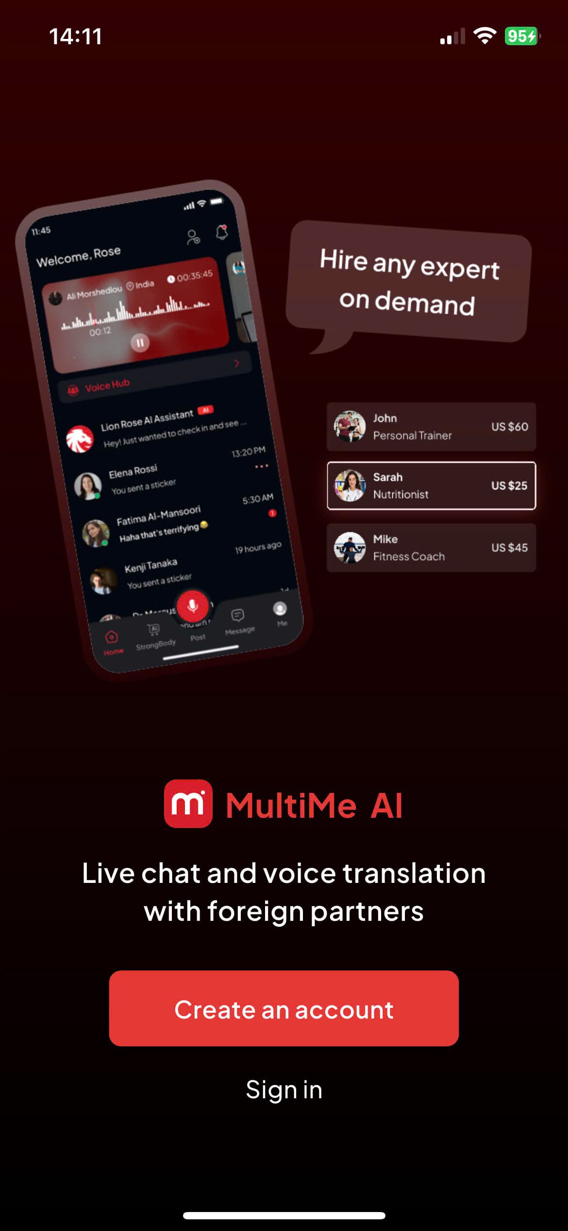 App screens 1
