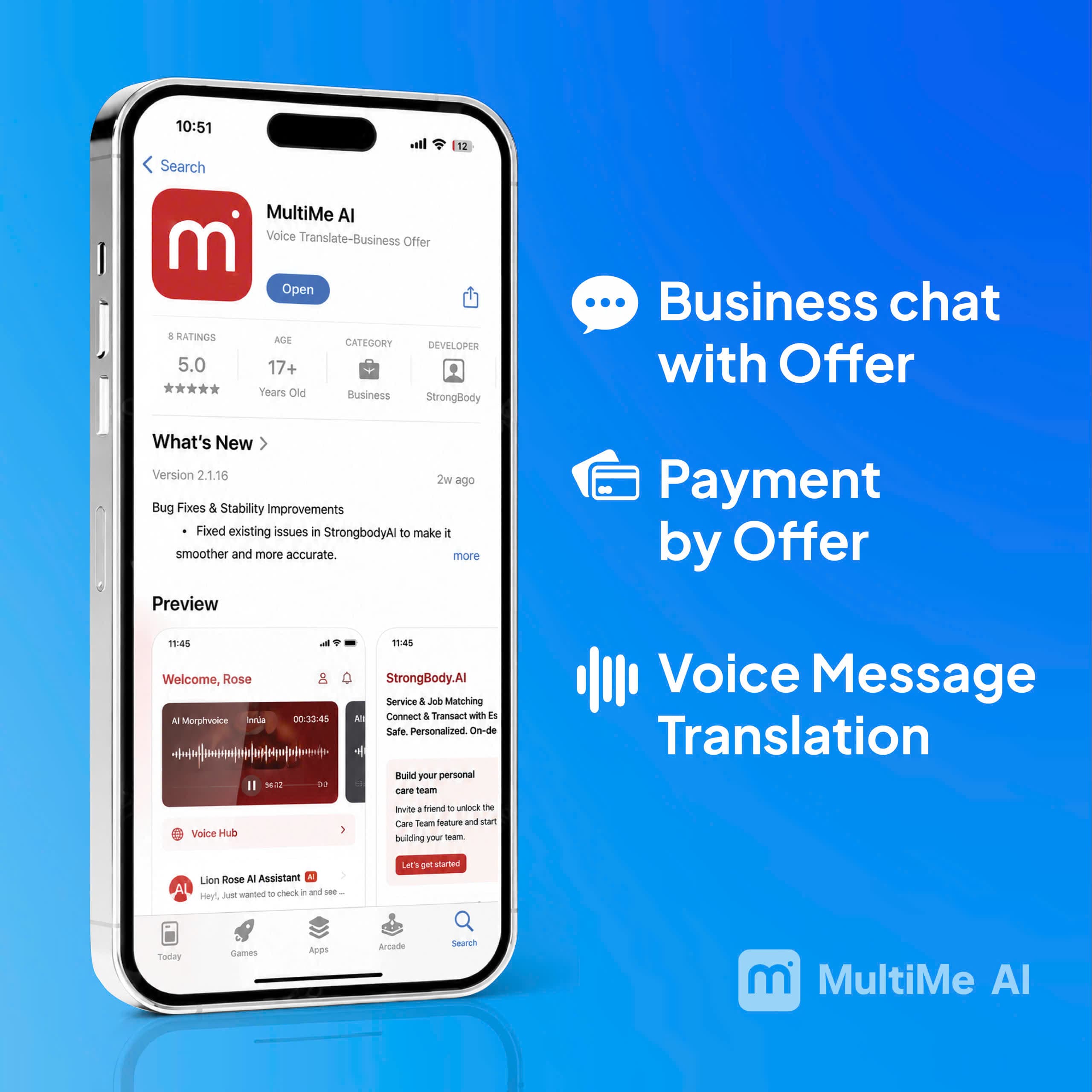 Business in chat with voice translation